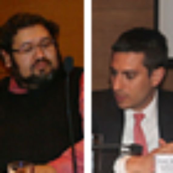 Profesores Salvador Millaleo, del CEDI, y Juan Pablo Mañalich, del Departamento de Ciencias Penales. 